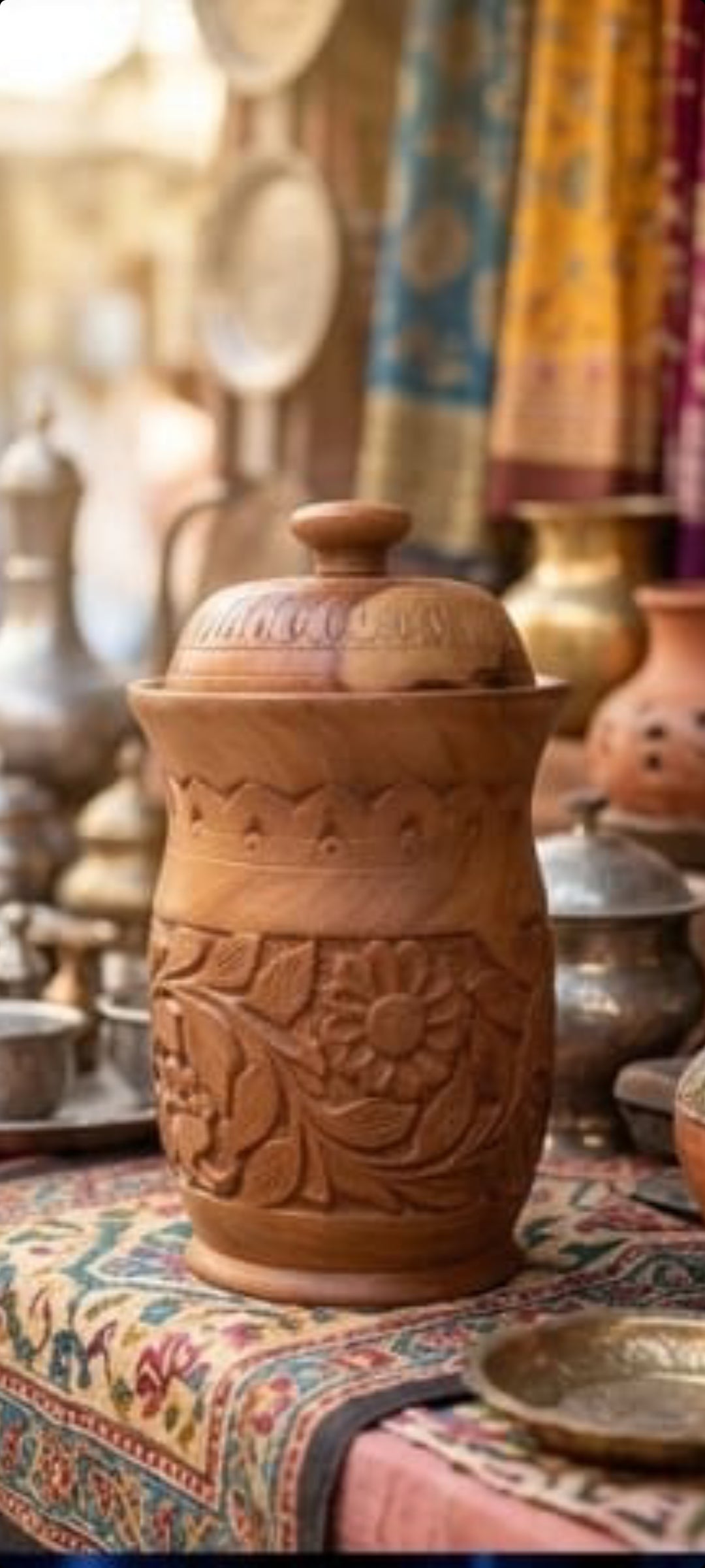 Handcrafted Wooden Candy Jar | Handmade Solid wood Dry furit Jar