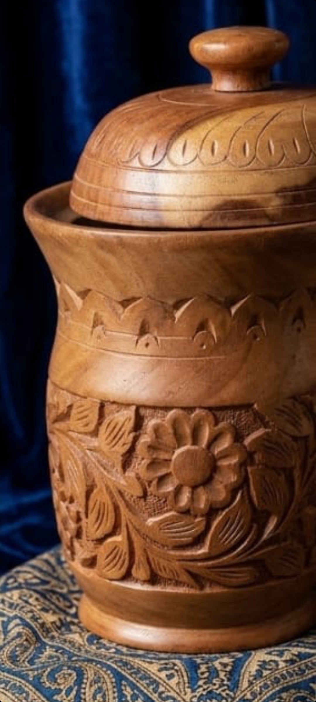 Handcrafted Wooden Candy Jar | Handmade Solid wood Dry furit Jar